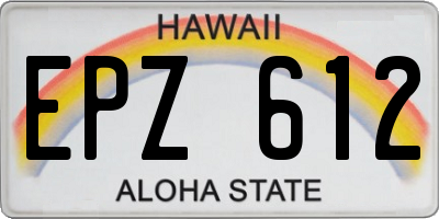HI license plate EPZ612