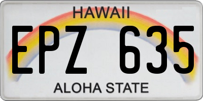 HI license plate EPZ635