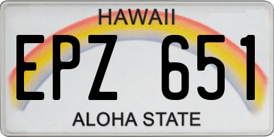 HI license plate EPZ651