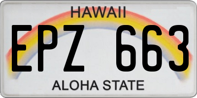 HI license plate EPZ663