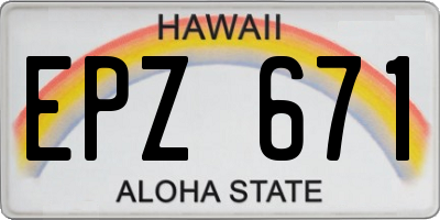 HI license plate EPZ671