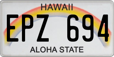 HI license plate EPZ694