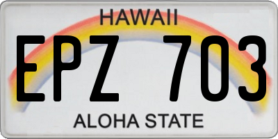 HI license plate EPZ703