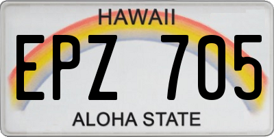 HI license plate EPZ705