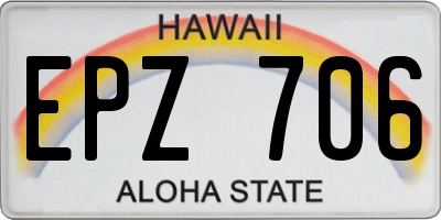 HI license plate EPZ706