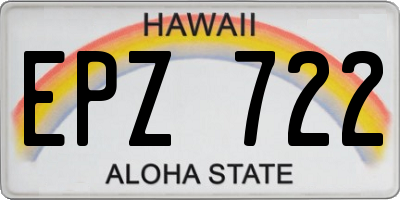 HI license plate EPZ722