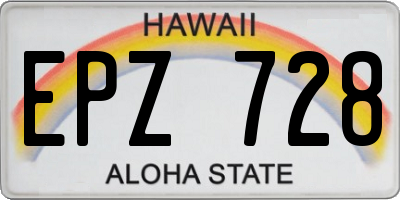 HI license plate EPZ728