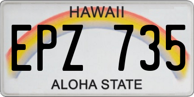 HI license plate EPZ735