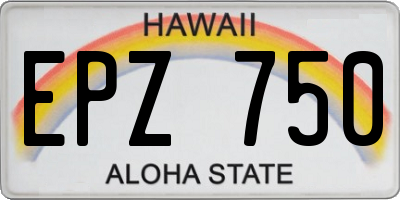 HI license plate EPZ750