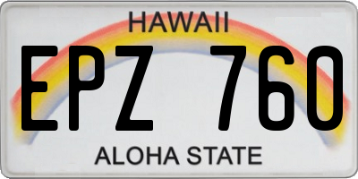 HI license plate EPZ760
