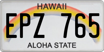 HI license plate EPZ765