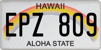 HI license plate EPZ809