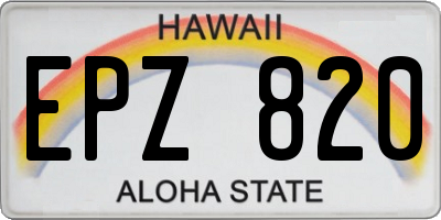 HI license plate EPZ820