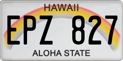 HI license plate EPZ827