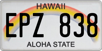 HI license plate EPZ838