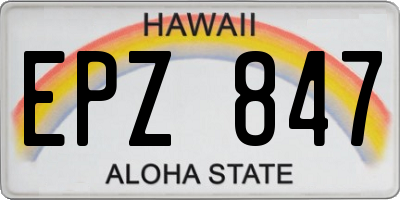 HI license plate EPZ847