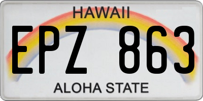 HI license plate EPZ863