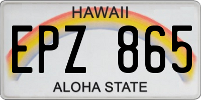 HI license plate EPZ865