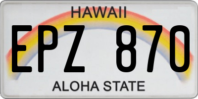 HI license plate EPZ870