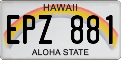 HI license plate EPZ881