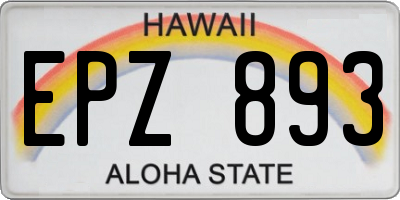 HI license plate EPZ893