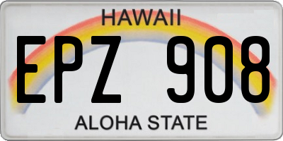HI license plate EPZ908