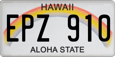 HI license plate EPZ910