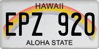 HI license plate EPZ920