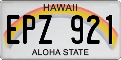 HI license plate EPZ921
