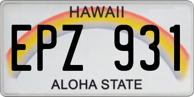 HI license plate EPZ931