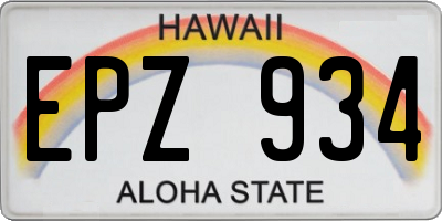 HI license plate EPZ934