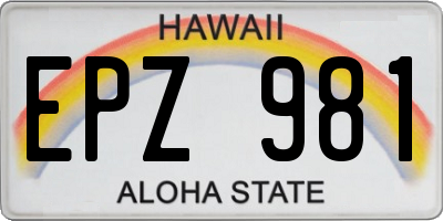 HI license plate EPZ981