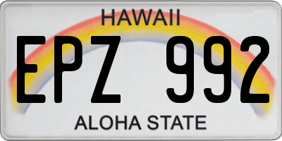 HI license plate EPZ992