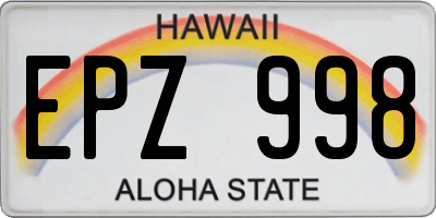HI license plate EPZ998