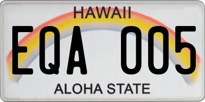 HI license plate EQA005