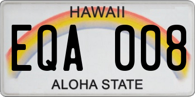 HI license plate EQA008