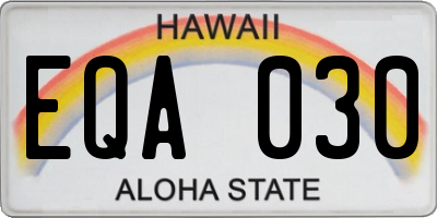 HI license plate EQA030