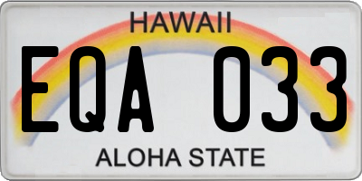 HI license plate EQA033
