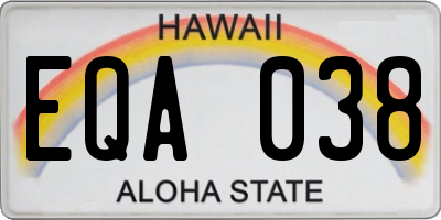HI license plate EQA038