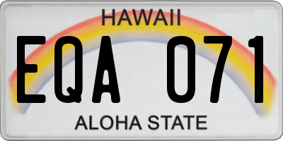 HI license plate EQA071