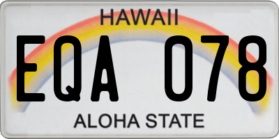 HI license plate EQA078