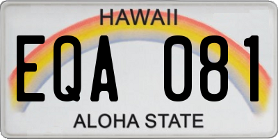 HI license plate EQA081