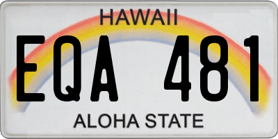HI license plate EQA481