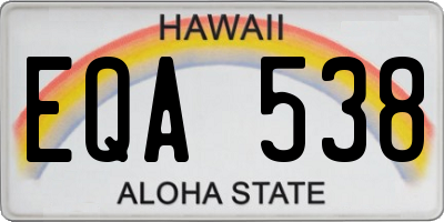 HI license plate EQA538