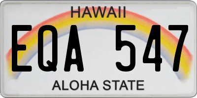 HI license plate EQA547