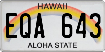 HI license plate EQA643