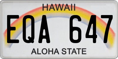 HI license plate EQA647