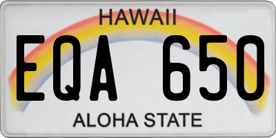 HI license plate EQA650