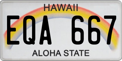 HI license plate EQA667