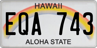 HI license plate EQA743